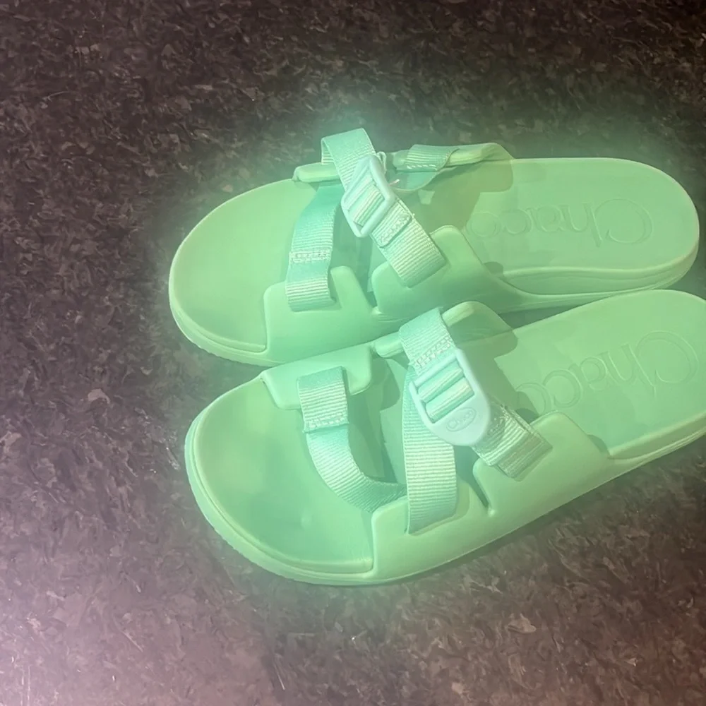 Kids Mint Green CHACO Slide Sandals